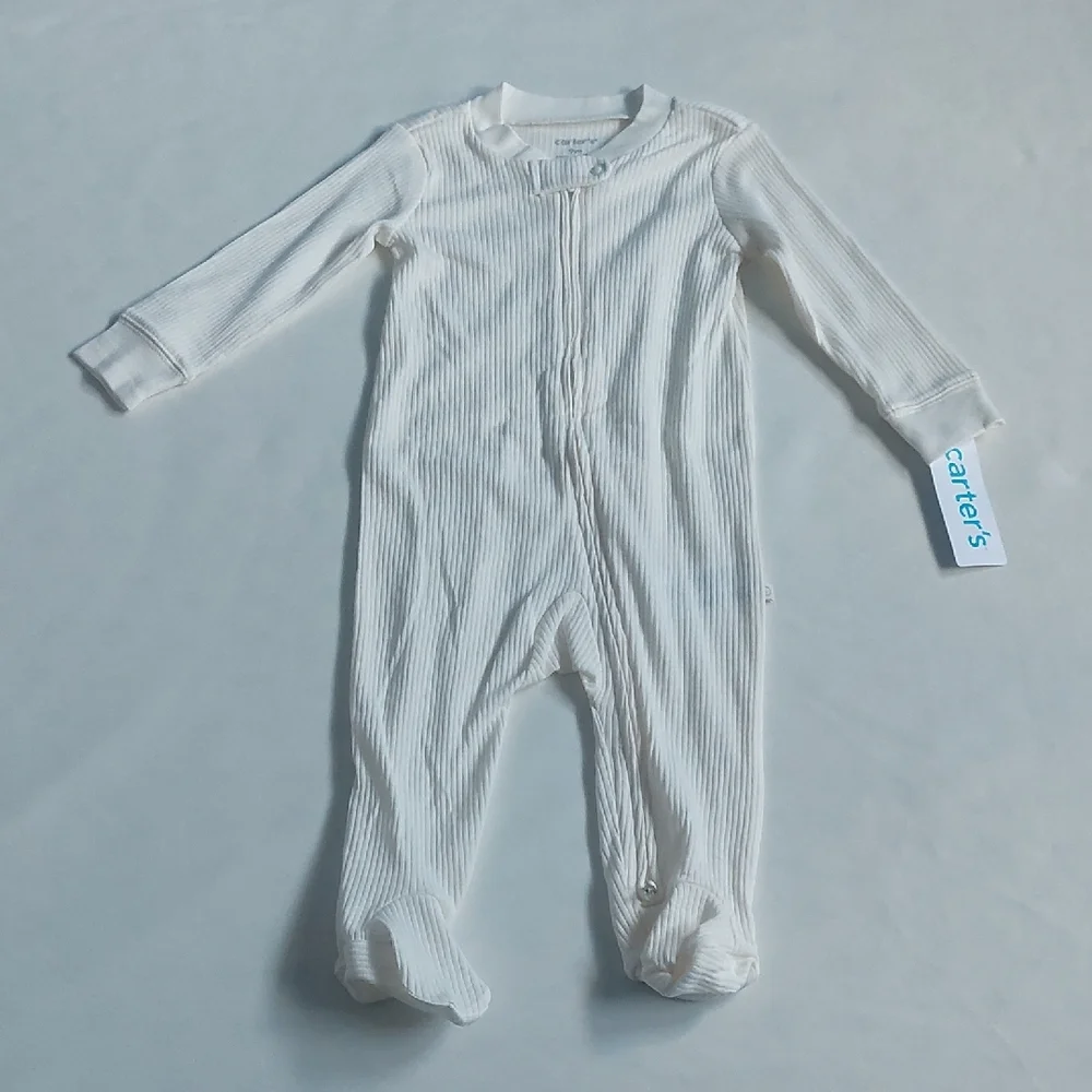 Carter's White Cozy Footie One Piece 9 Months